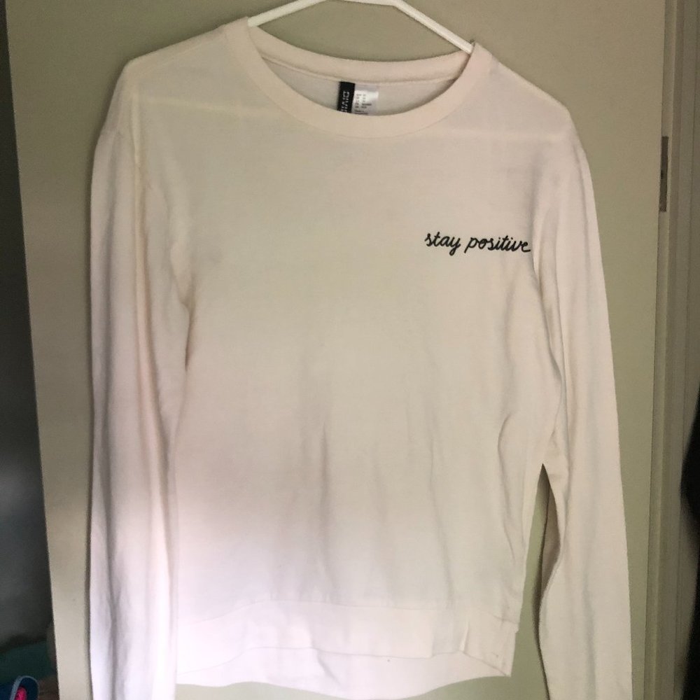 Divided by H&M "Stay Positive" Sweater Off-White